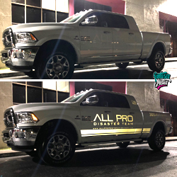 all pro restoration white reflective decals on white vehicle by fantasea media