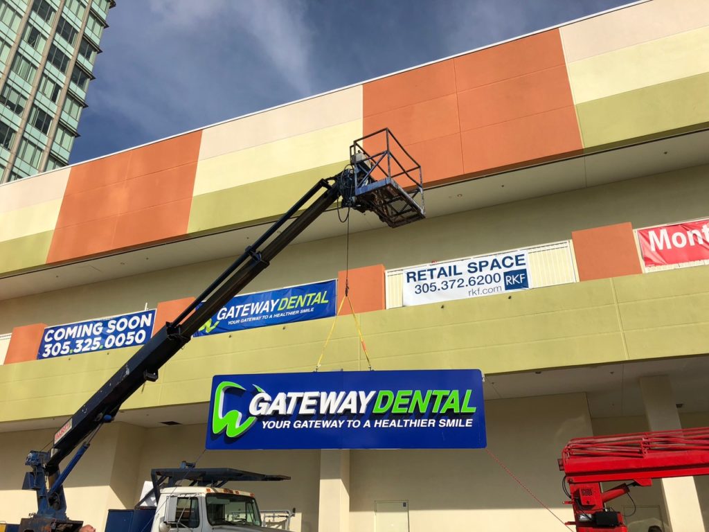 gateway dental outdoor storefront signage installation by fantasea media