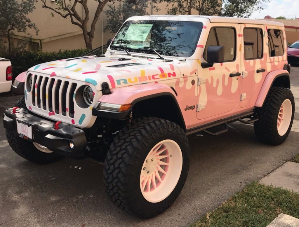 cupcake jeep wrap with pink frosting and sprinkles by fantasea media